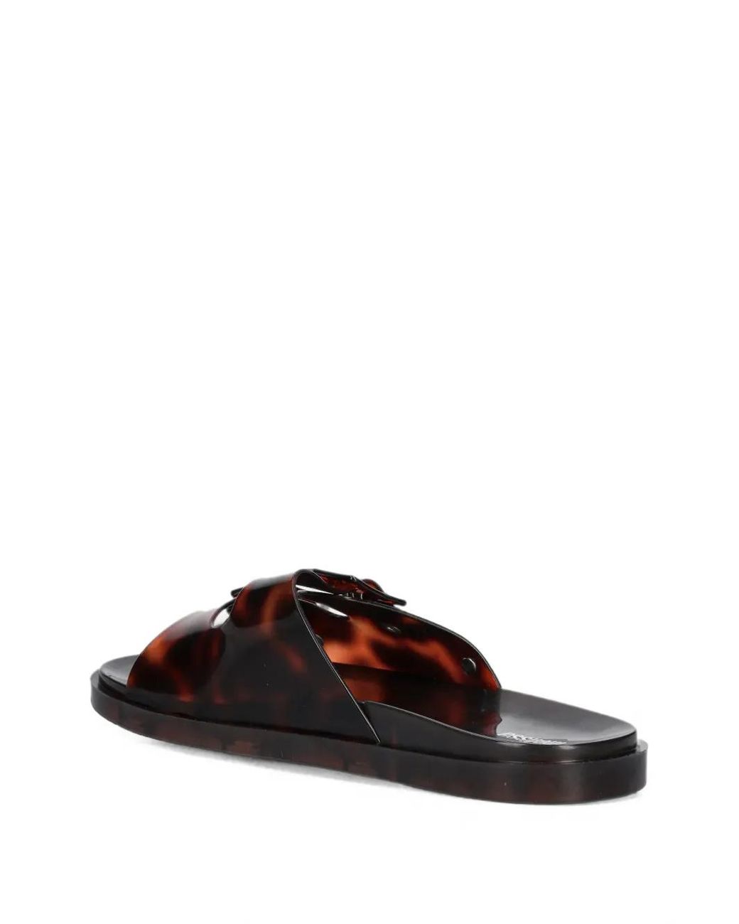 Melissa White Tortoiseshell-Effect Buckle-Fastening Slides