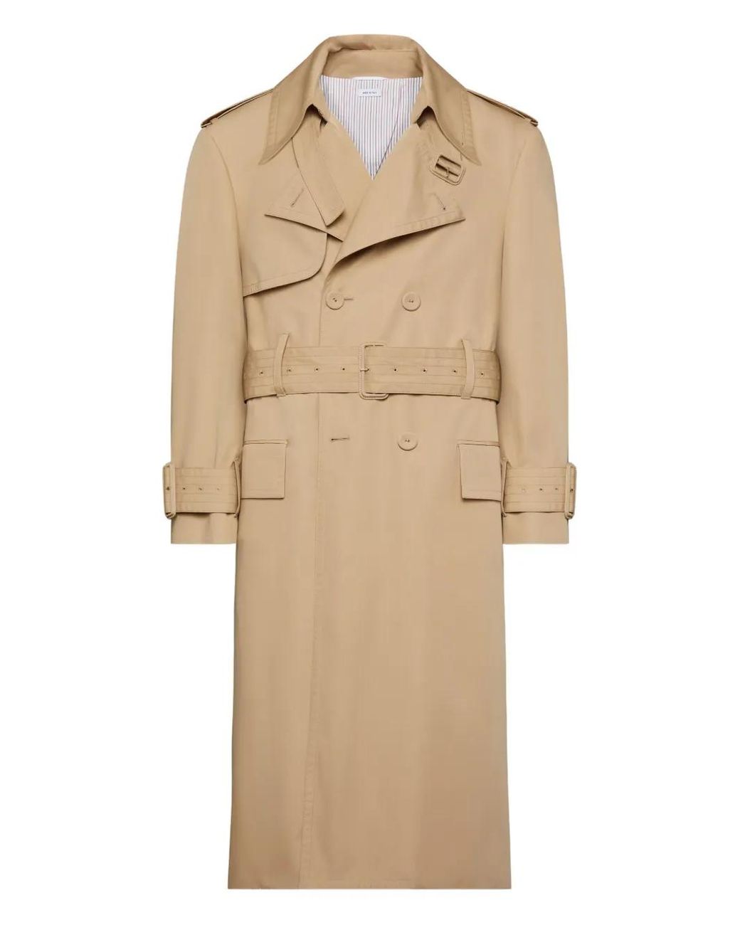 Thom Browne Natural Oversized Cotton Suiting Trench Coat for men