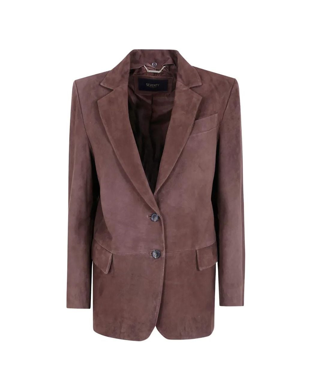 Seventy Brown Blazer En Daim À Simple Boutonnage