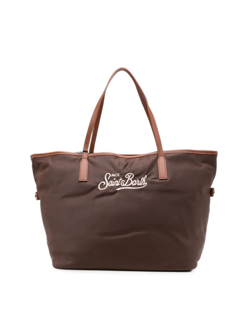 Mc2 Saint Barth Brown Logo-Embroidered Tote Bag