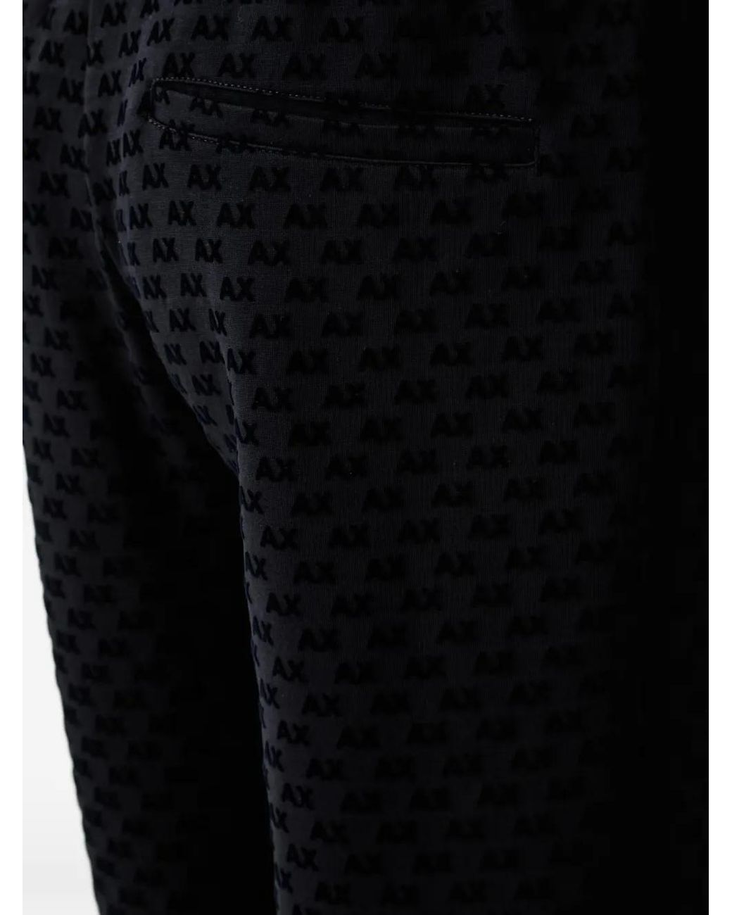 ARMANI EXCHANGE Black Logo-Pattern Track Pants for men