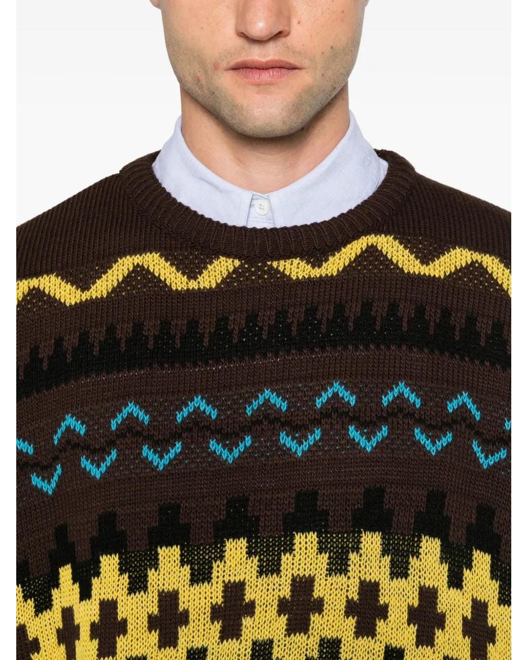 Imperial Black Intarsia-Knit Sweater for men