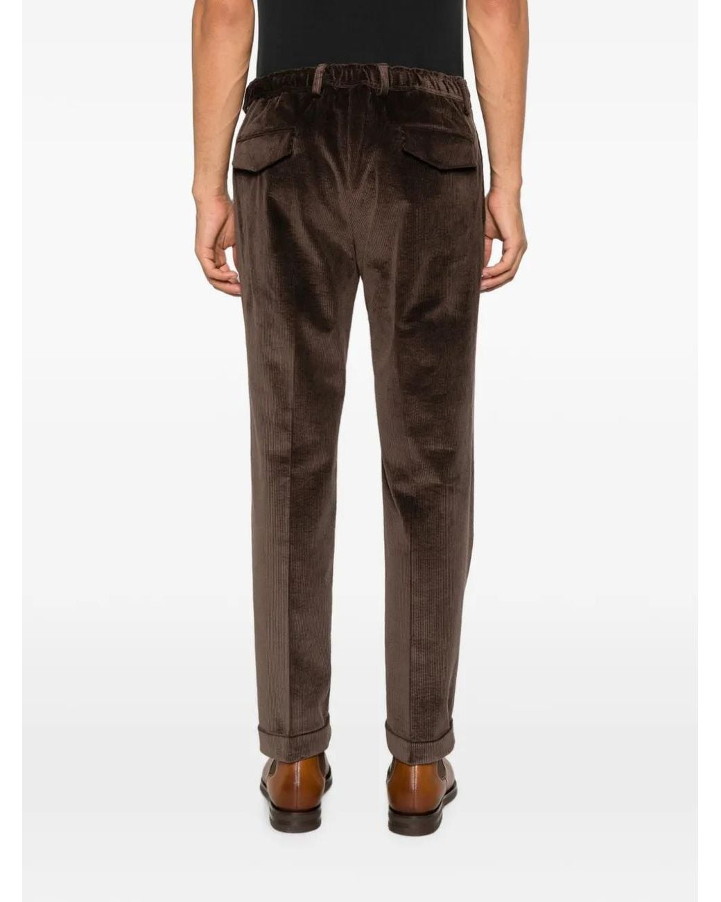 Arte' Black Pantalon En Velours Côtelé À Lien De Resserrage Roma for men