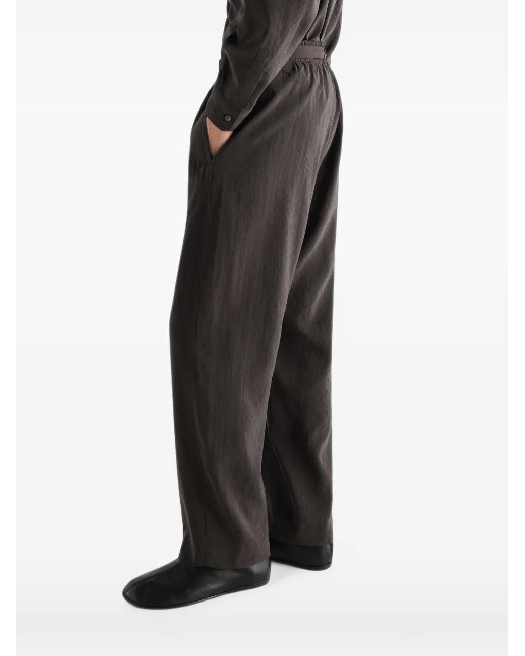 Lemaire Brown Belted Relaxed Trousers for men