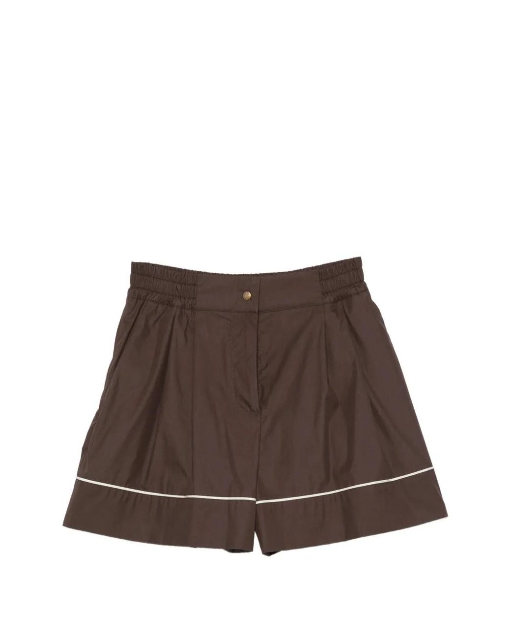 Moncler Brown Piped-Detail Logo-Patch Shorts
