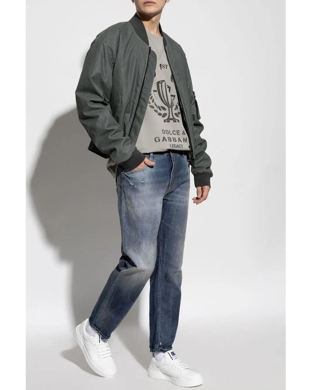Dolce & Gabbana Gray Linen Jacket for men