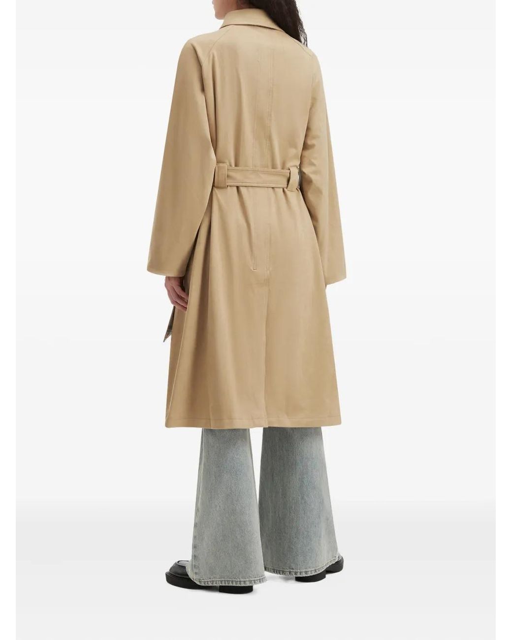B+ AB Natural Double-Breasted Belted Coat