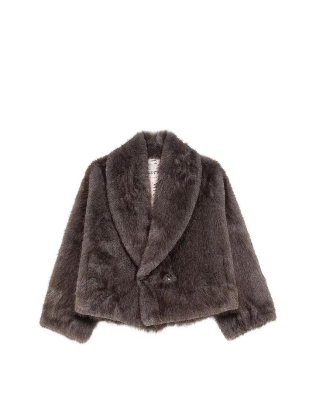 VALENTINI 1972 Brown Faux-Fur Double-Breasted Coat