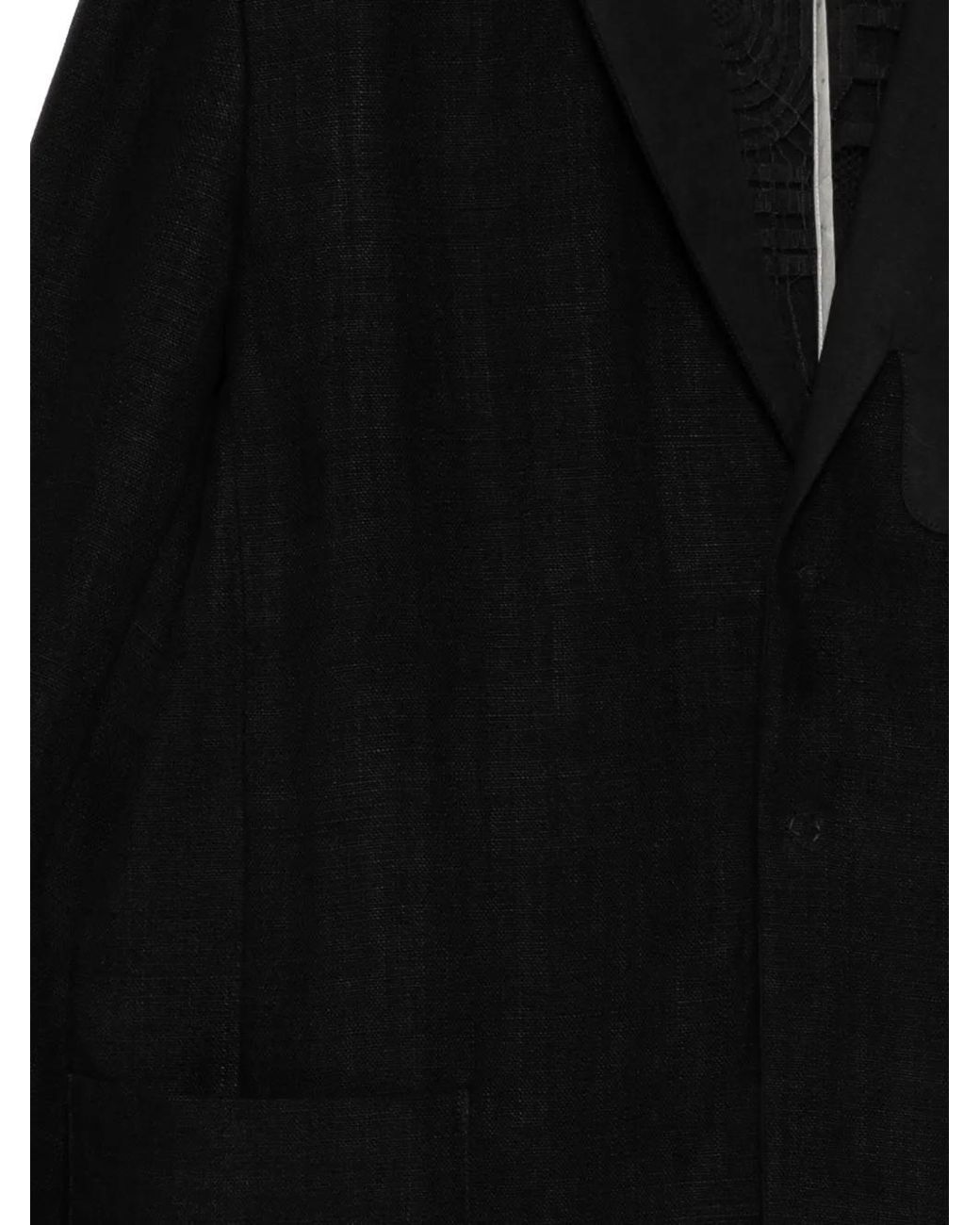 Giovanni Cavagna Black Linen Single-Breasted Jacket for men