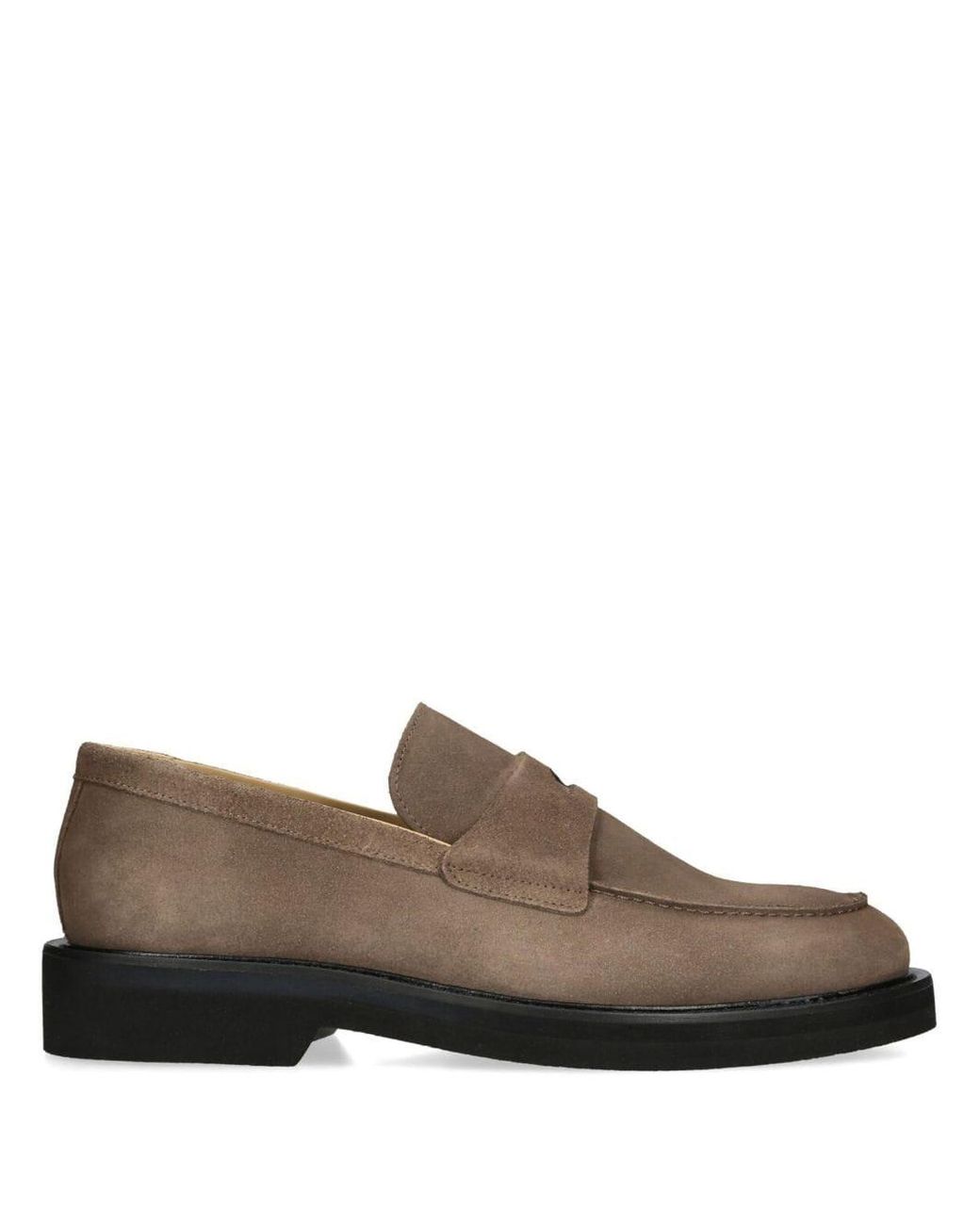 Kurt Geiger Bank Penny-slot Suede Loafers in Brown for Men | Lyst