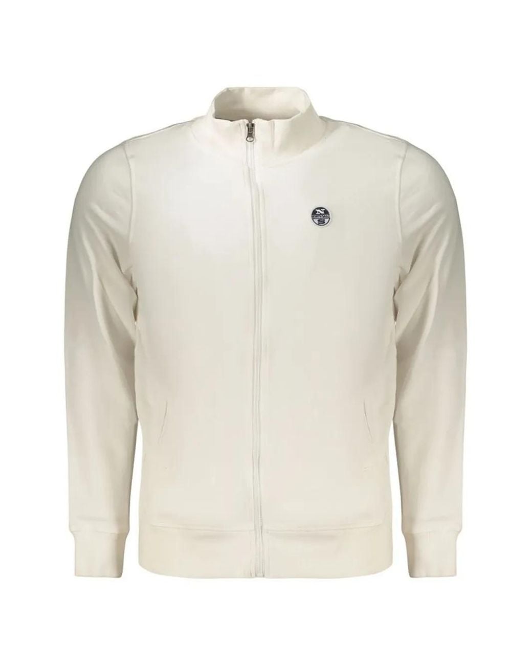 North Sails White Zip-Up Logo-Patch Sweater for men