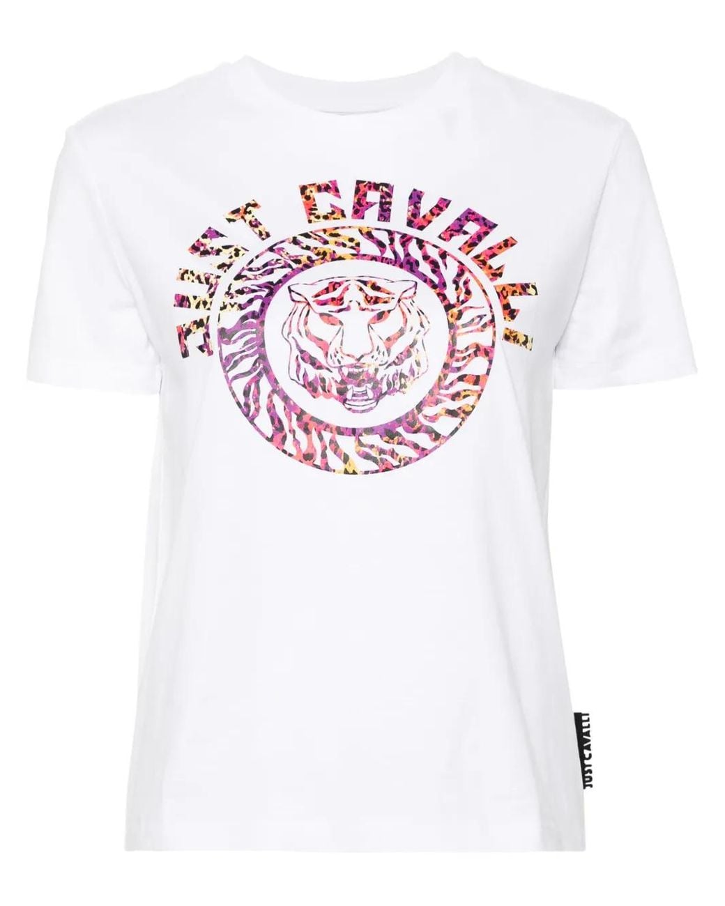 Just Cavalli White Logo-Print Cotton T-Shirt