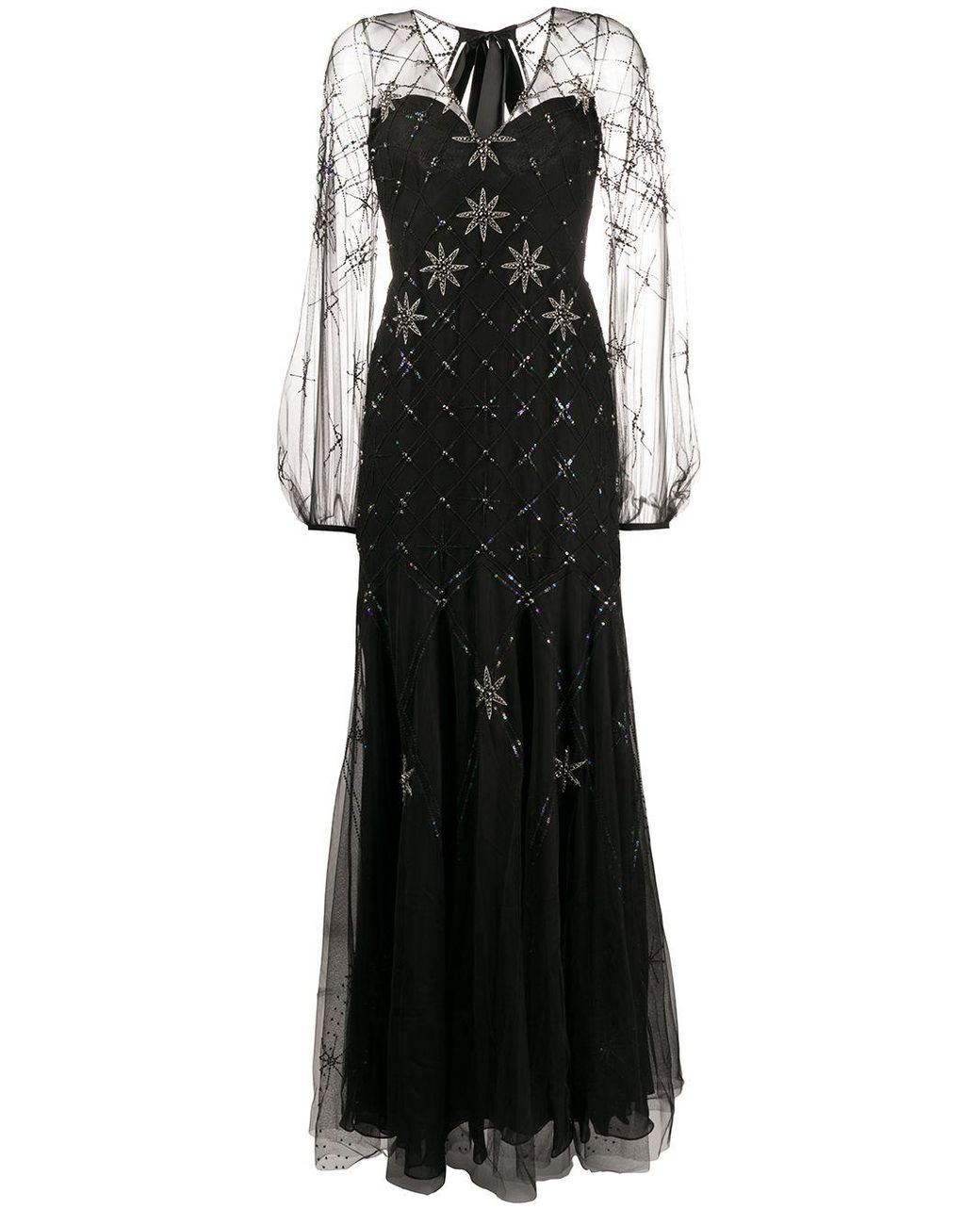 Temperley London Synthetic Star-embellished Tie-back Gown in Black - Lyst