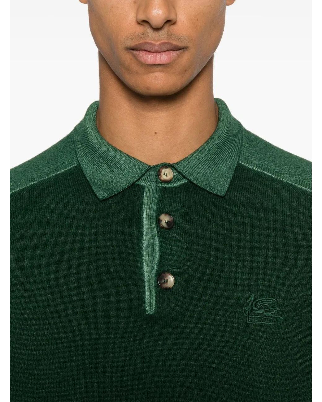 Etro Green Pegaso-Embroidered Wool Sweater for men