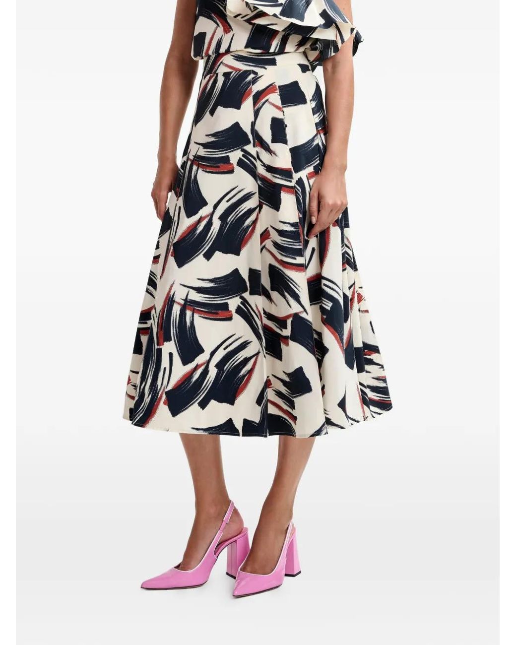 Essentiel Antwerp White Printed Midi Skirt