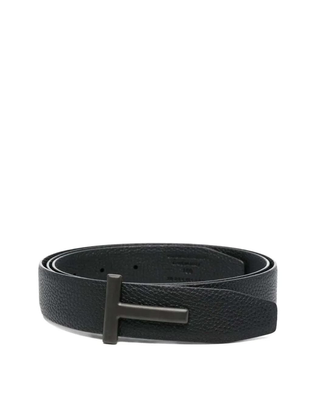 Tom Ford Black Logo-Buckle Leather Belt for men