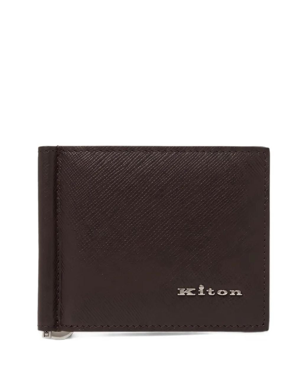 Kiton Brown Logo-Plaque Money-Clip Wallet for men