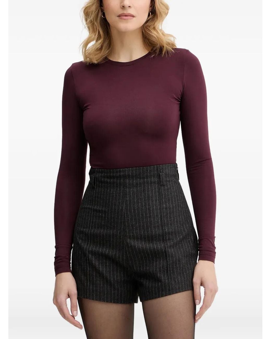 La Mania Purple Malene Long-Sleeve Crew-Neck Top