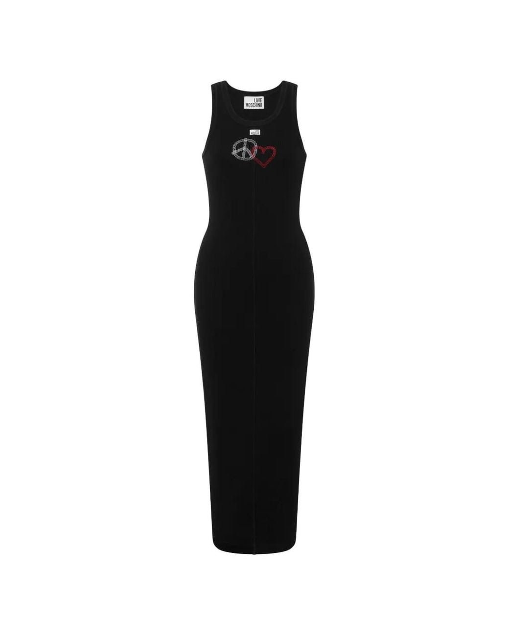 Love Moschino Black Embroidered Stretch Cotton Dress