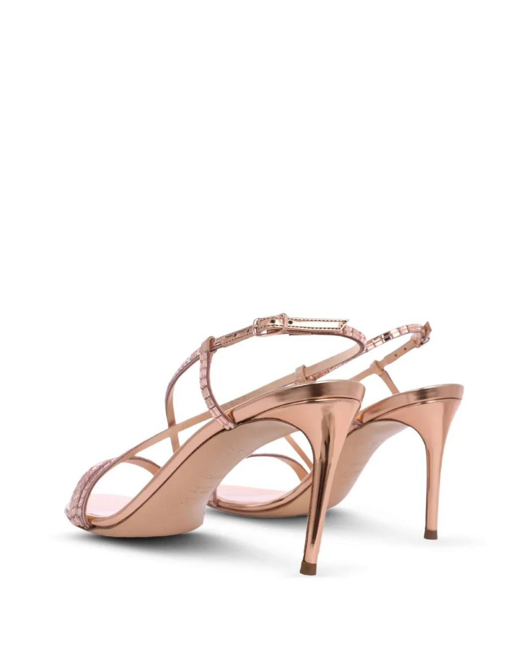 Casadei Pink Embellished Criss-Cross Sandals
