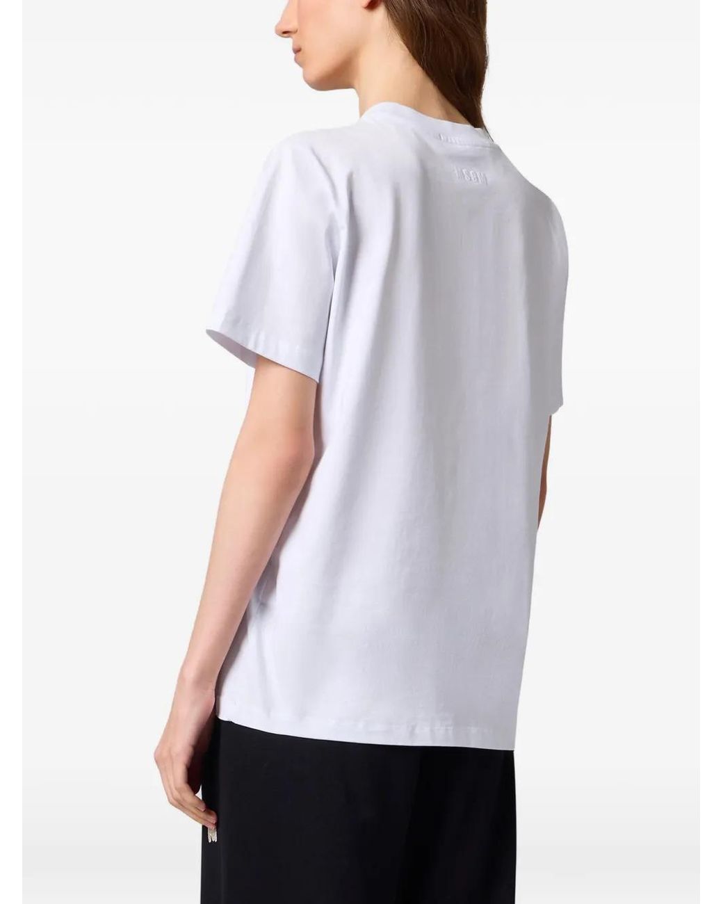 MSGM White Logo-Embroidered T-Shirt