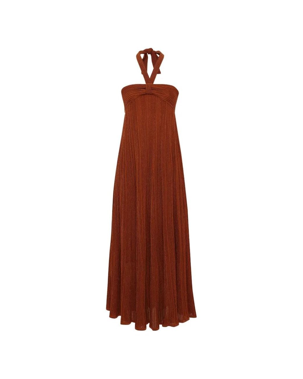 Zimmermann Brown Indra Halter-Neck Dress