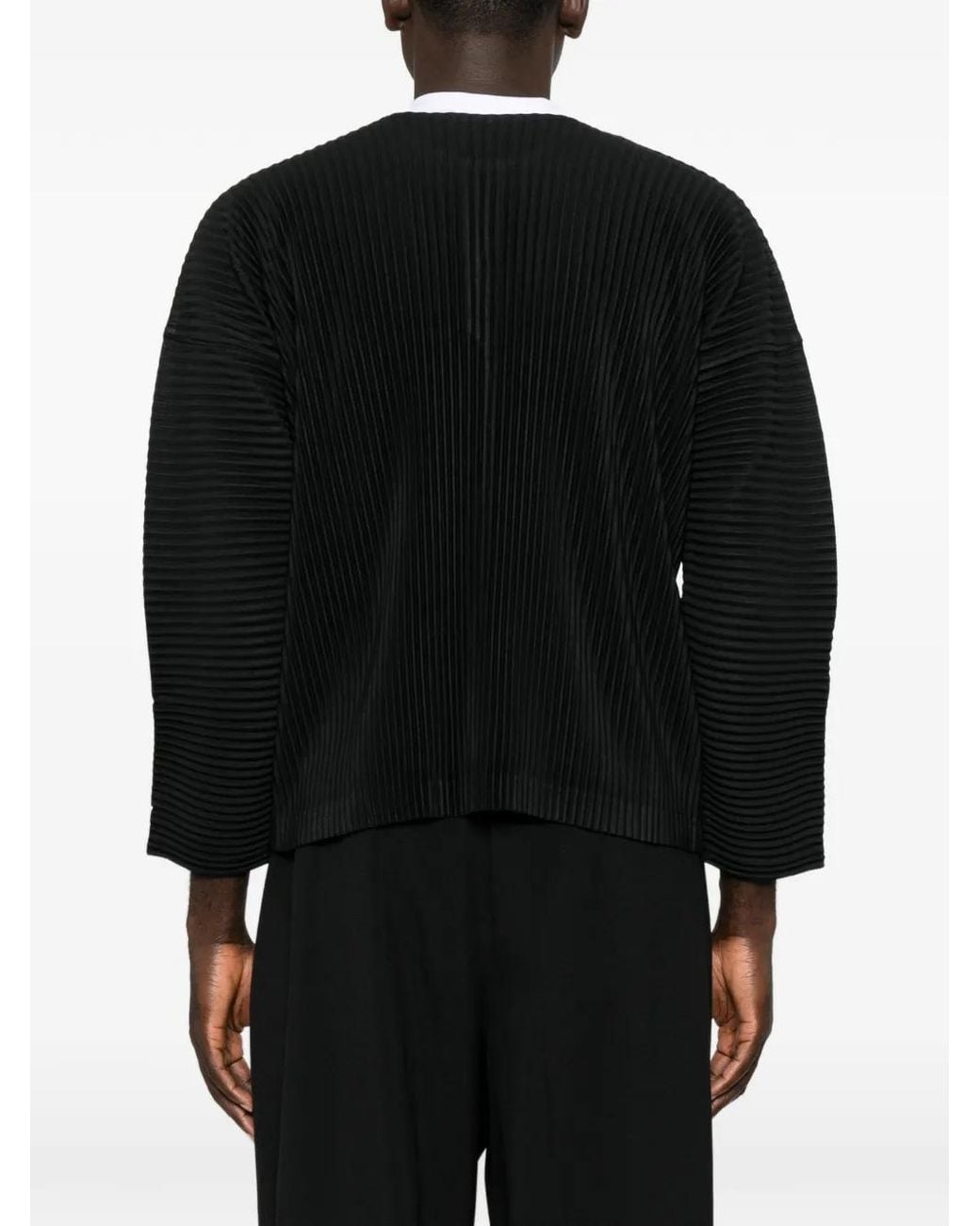 Homme Plissé Issey Miyake Black Pleated Long-Sleeve T-Shirt for men