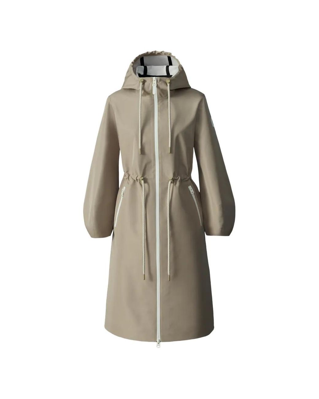 Mackage White Mekelle-Z Drawstring Hooded Raincoat