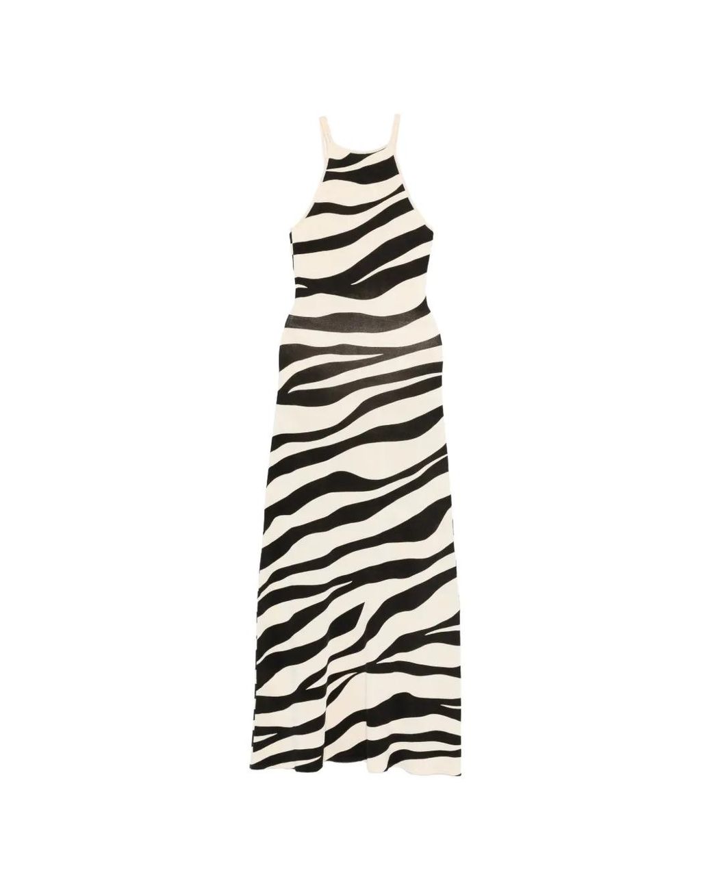 Sandro White Zebra Print Knit Maxi Dress