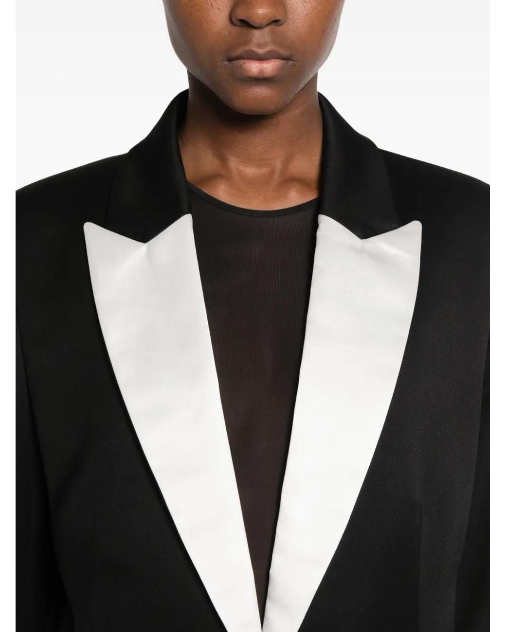 Styland Black Silk-Lapel Tuxedo Blazer