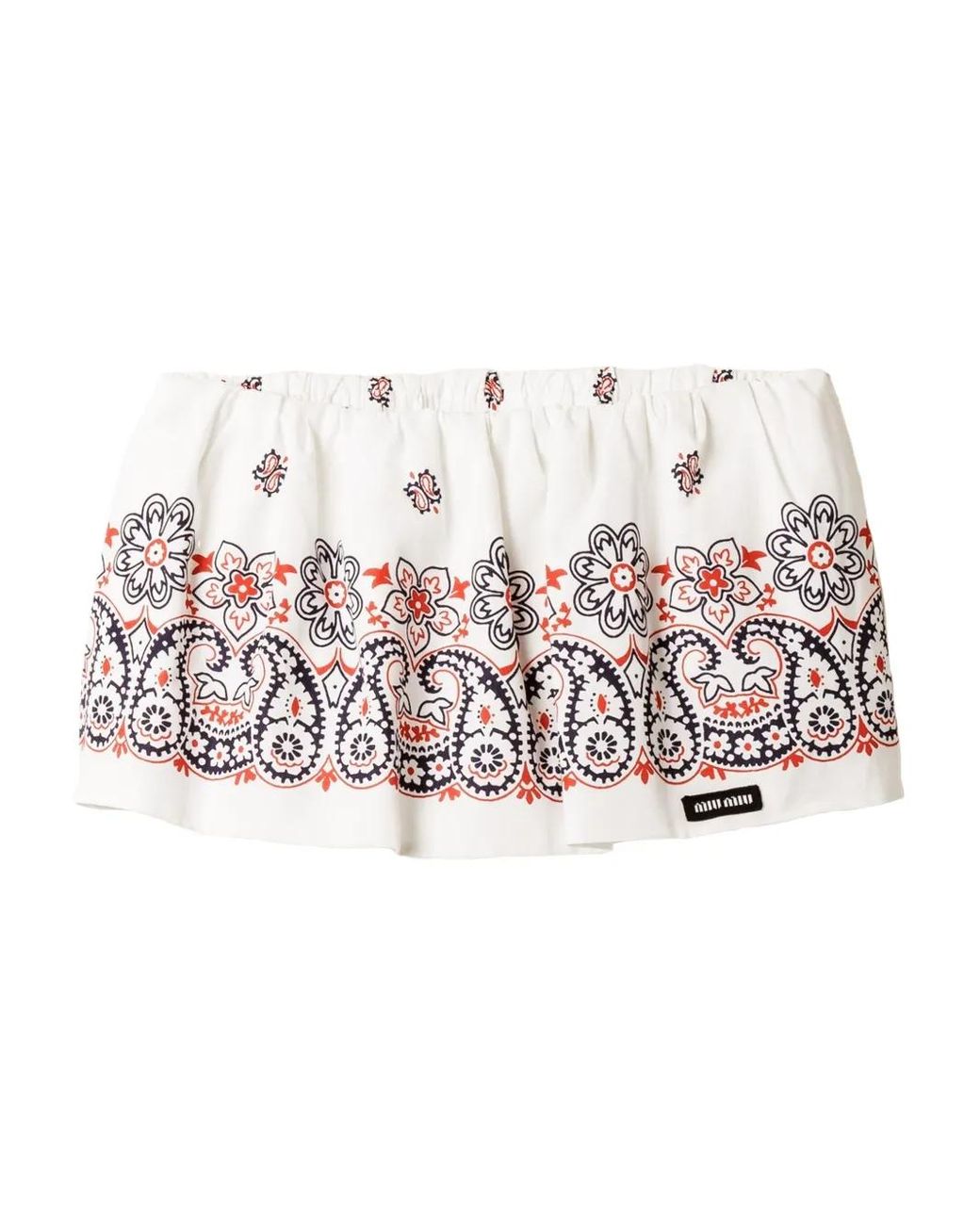 Miu Miu White Slubbed Poplin Mini Skirt