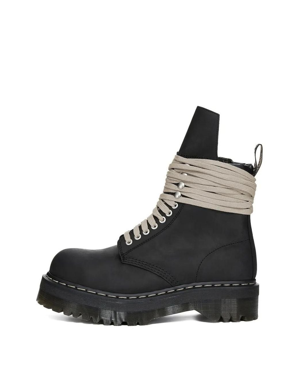 Rick Owens Black X Dr. Martens Quad Sole Steel-Toe Combat Boots