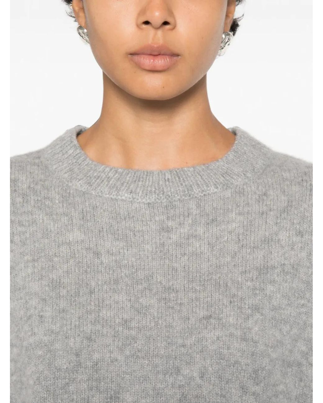 Allude Gray Short-Sleeve Crew-Neck Knitwear