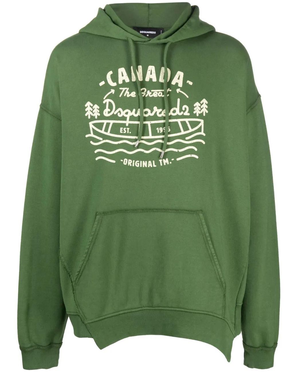 DSquared² Green Graphic-Print Verde Cotton Hoodie for men