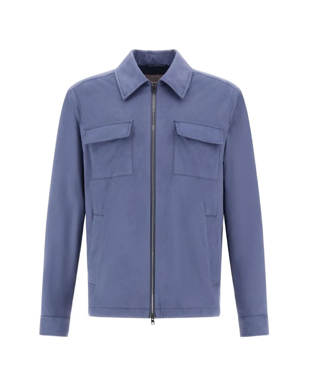 Herno Blue Suede-Effect Jacket for men