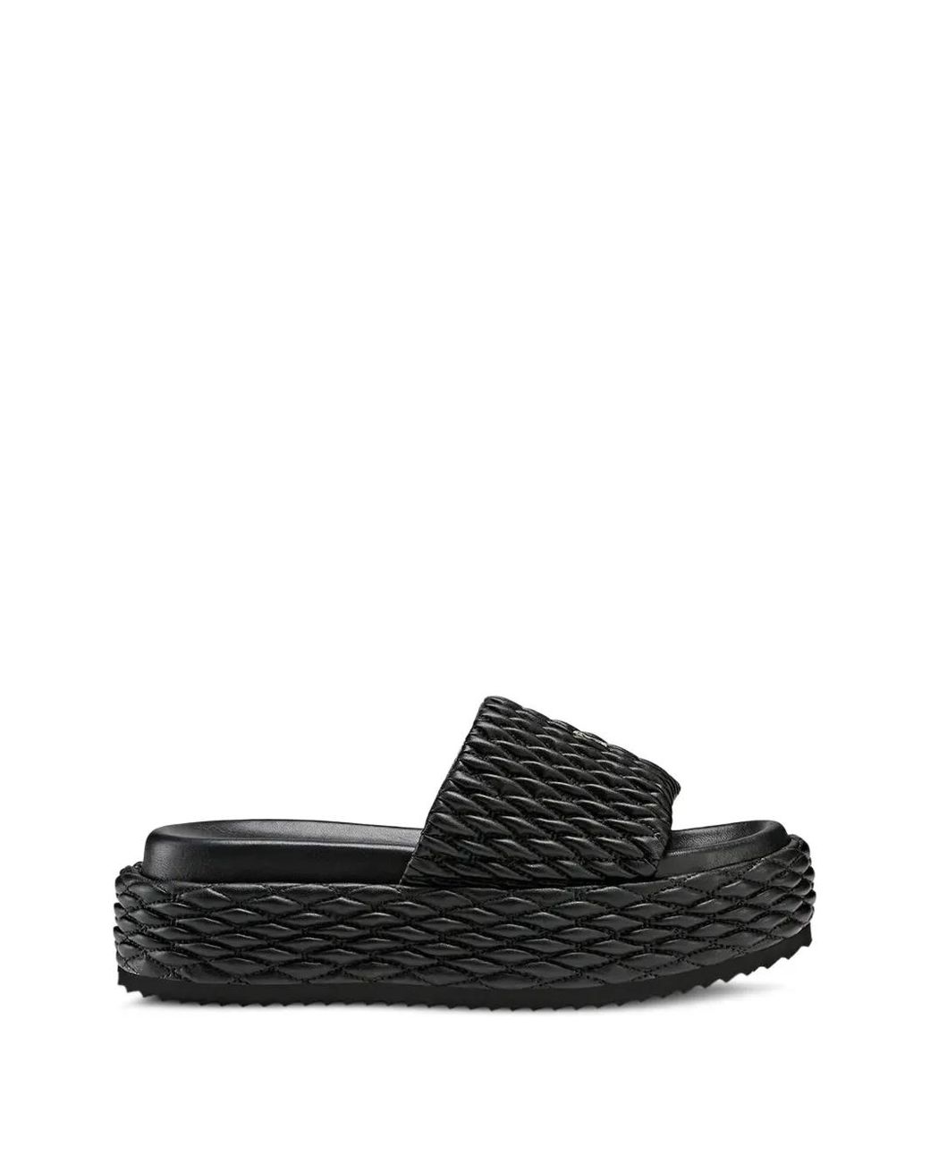 Bogner Black Sorrento Quilted Flatform Slides