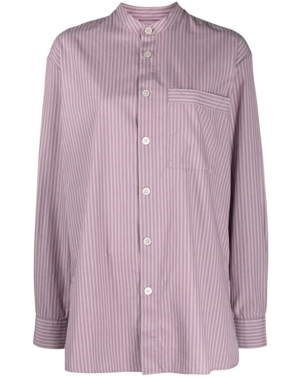 Tekla Purple Striped Organic Cotton Shirt