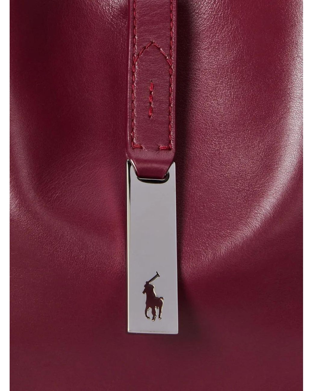 Polo Ralph Lauren Purple Polo Id Curved-Handle Leather Bag