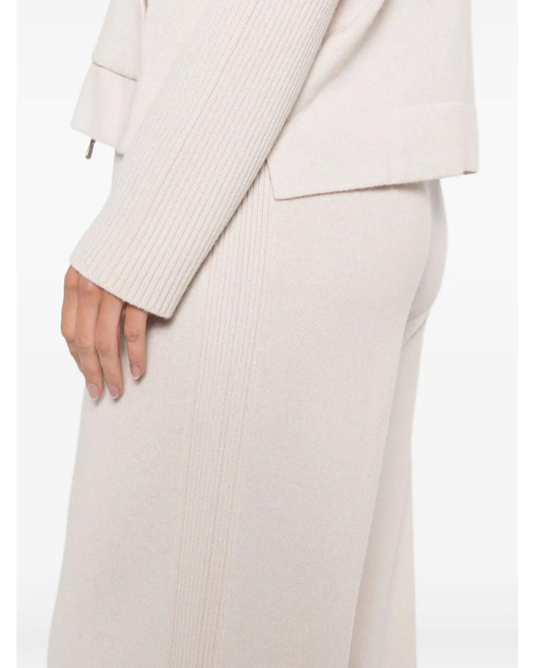 Gran Sasso White Hooded Zip Knitwear