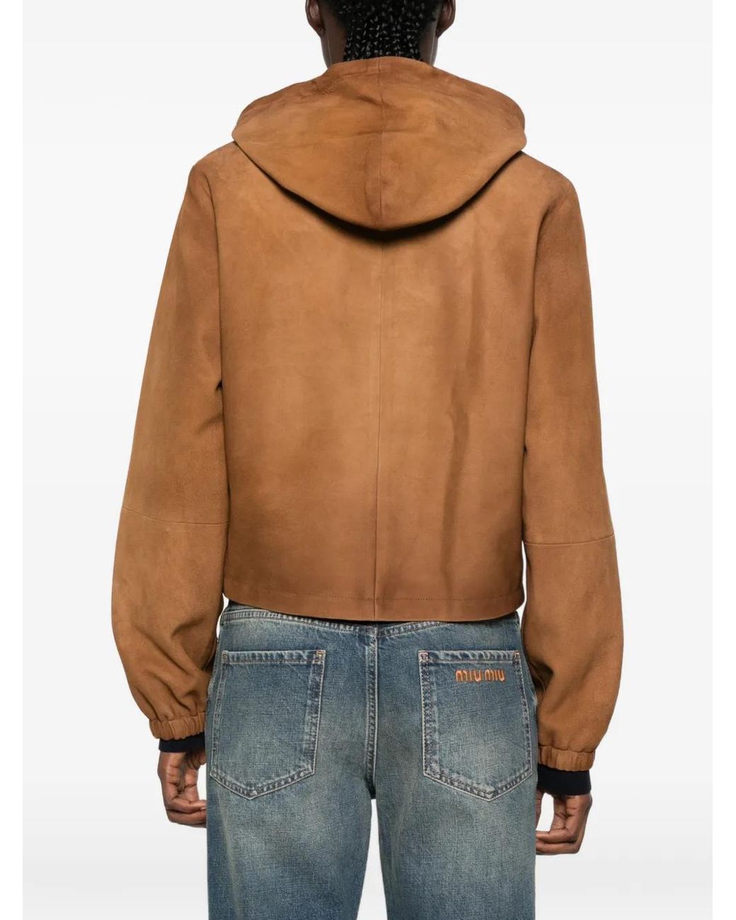Miu Miu Brown Waxed Suede Blouson Jacket