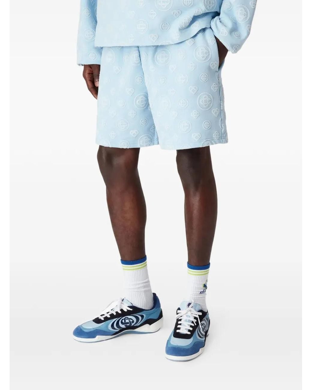 Casablanca Blue Monogram-Embroidered Shorts for men