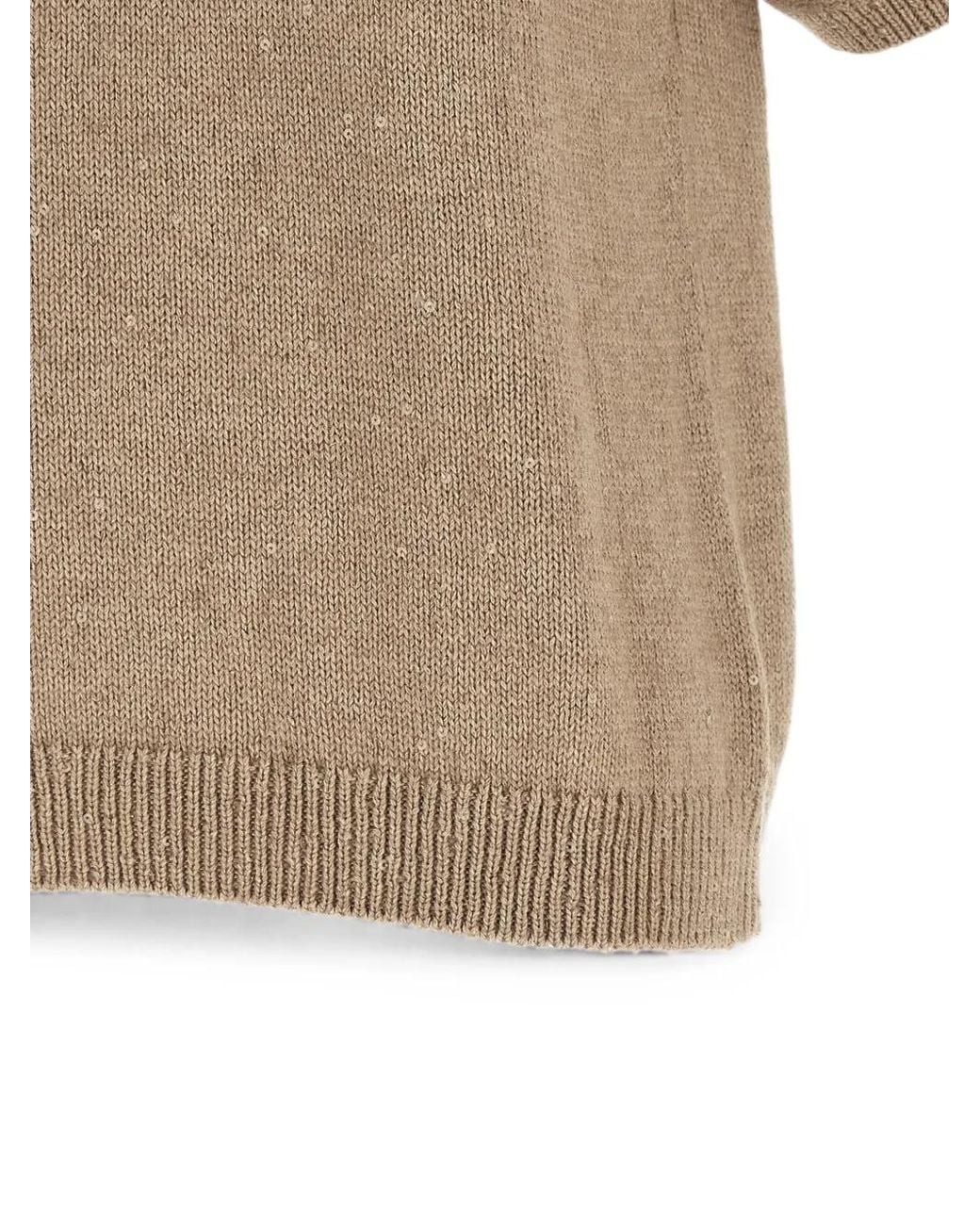 Brunello Cucinelli Natural Sequin-Embellished Diamante Sweater