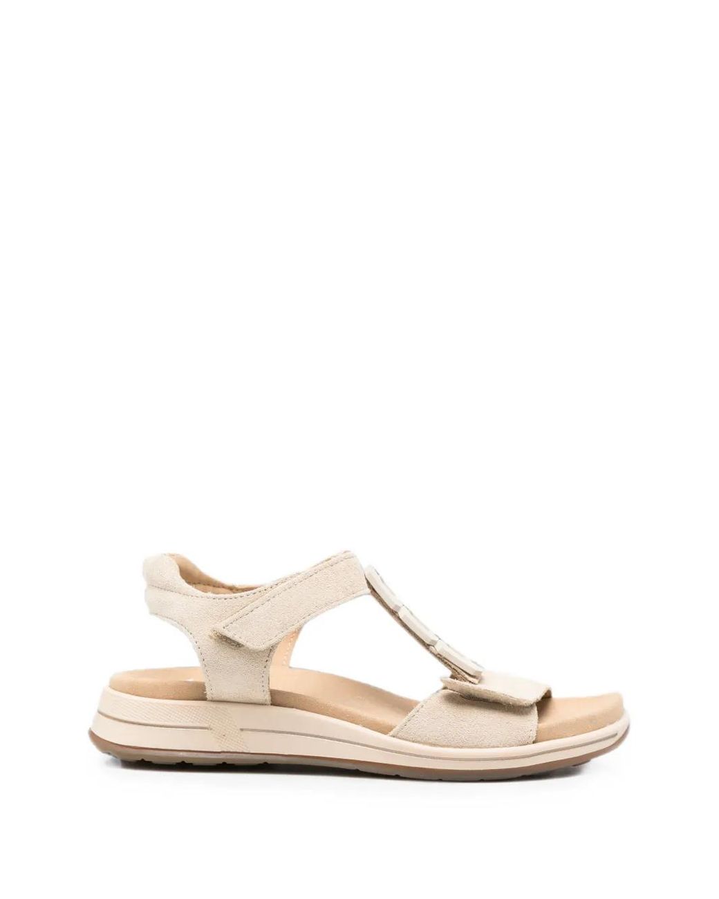 Ara Natural Osaka Embellished Touch-Strap Sandals
