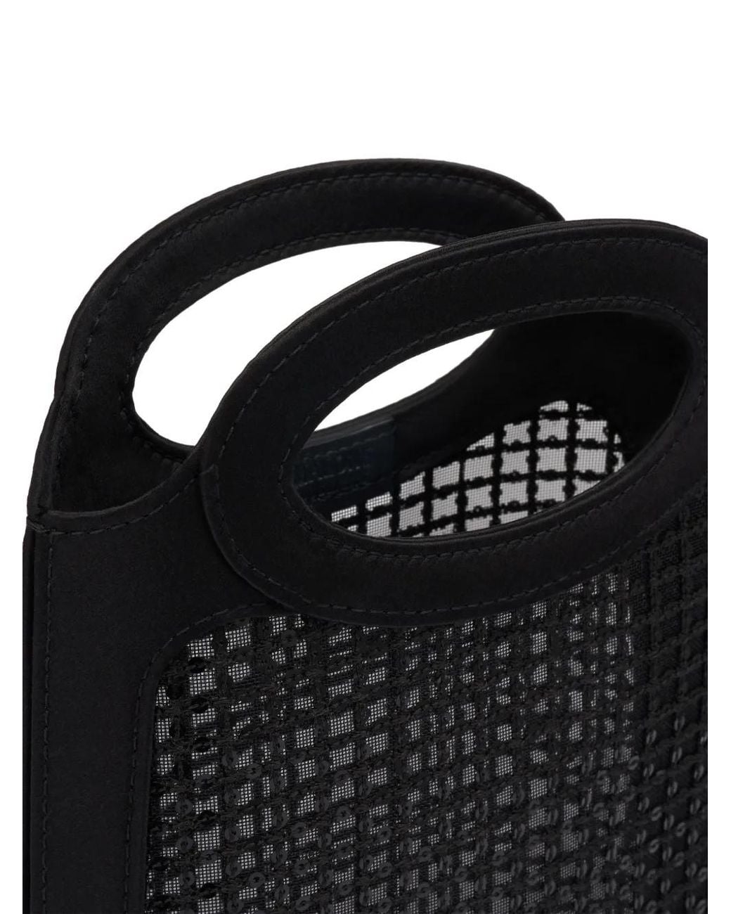 Malone Souliers Black Mini Aura Sequined-Mesh Tote Bag