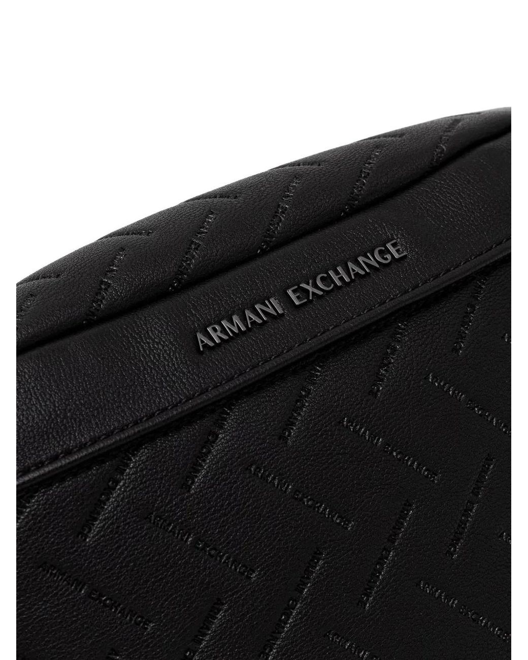 ARMANI EXCHANGE Black Sac Banane À Logo Embossé for men