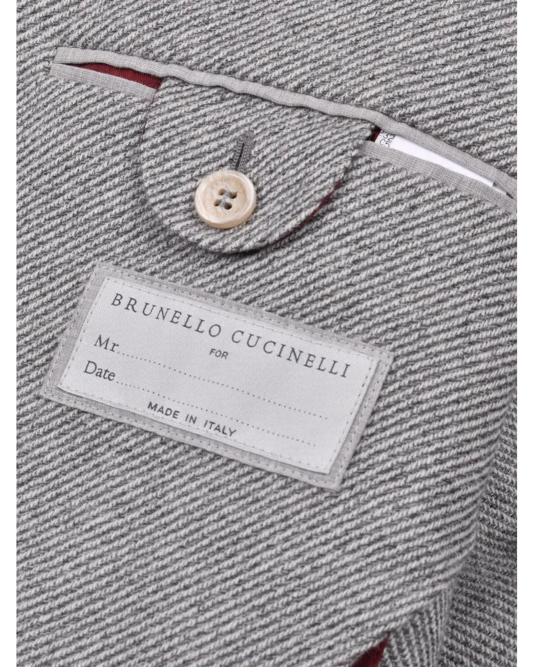 Brunello Cucinelli Gray Herringbone-Weave Tailored Blazer for men