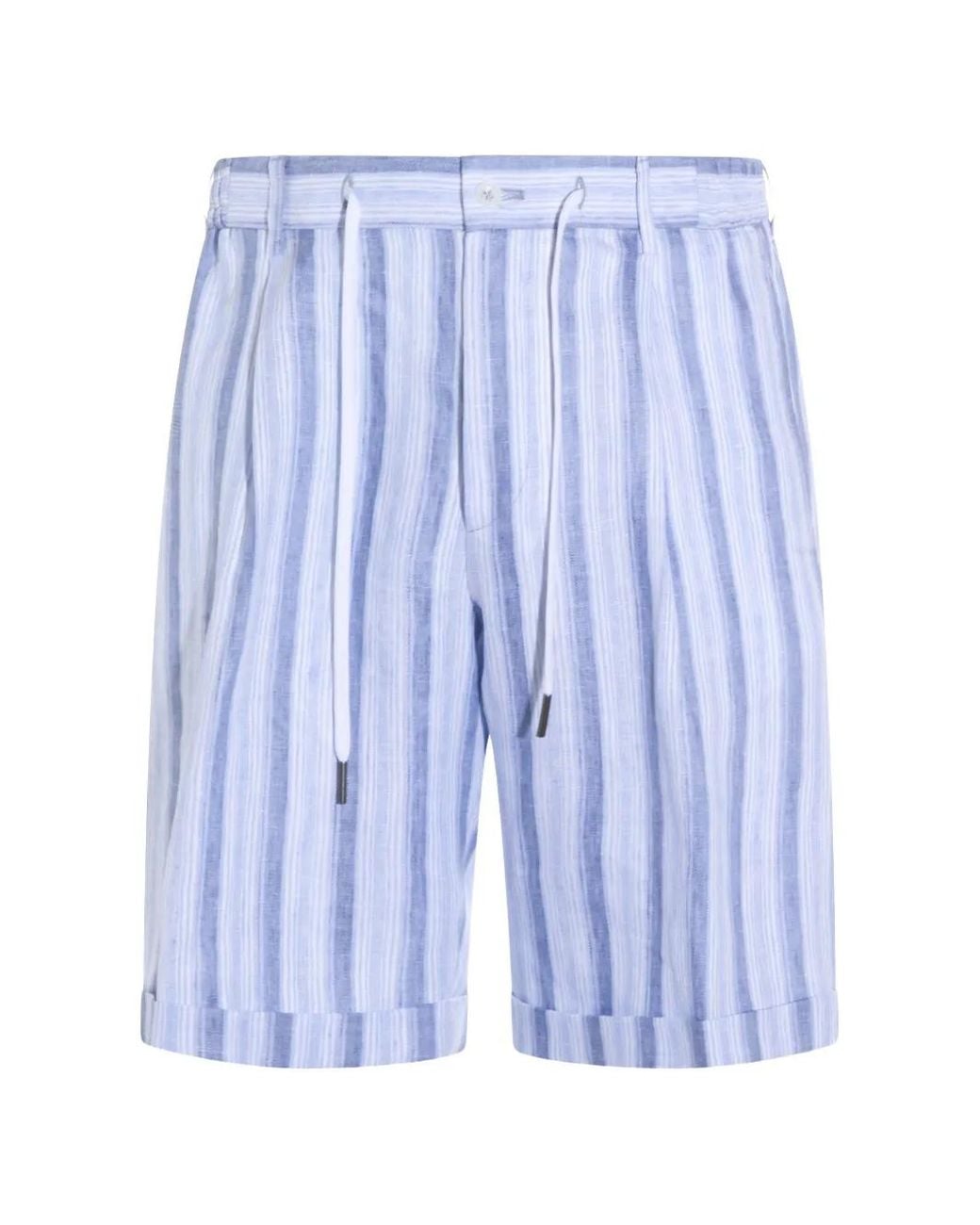 Tagliatore Blue Striped Drawstring Shorts for men