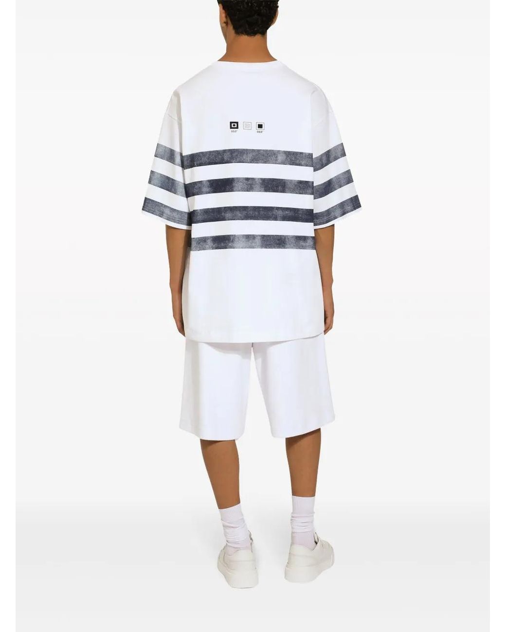 Dolce & Gabbana White Striped Cotton T-Shirt for men