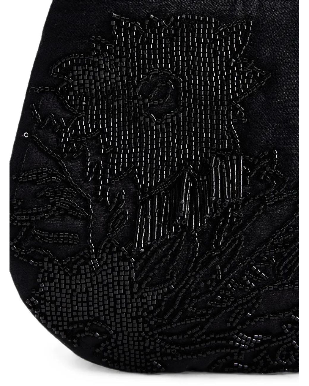 Shanghai Tang Black Sac Porté Épaule Lune À Ornements De Perles
