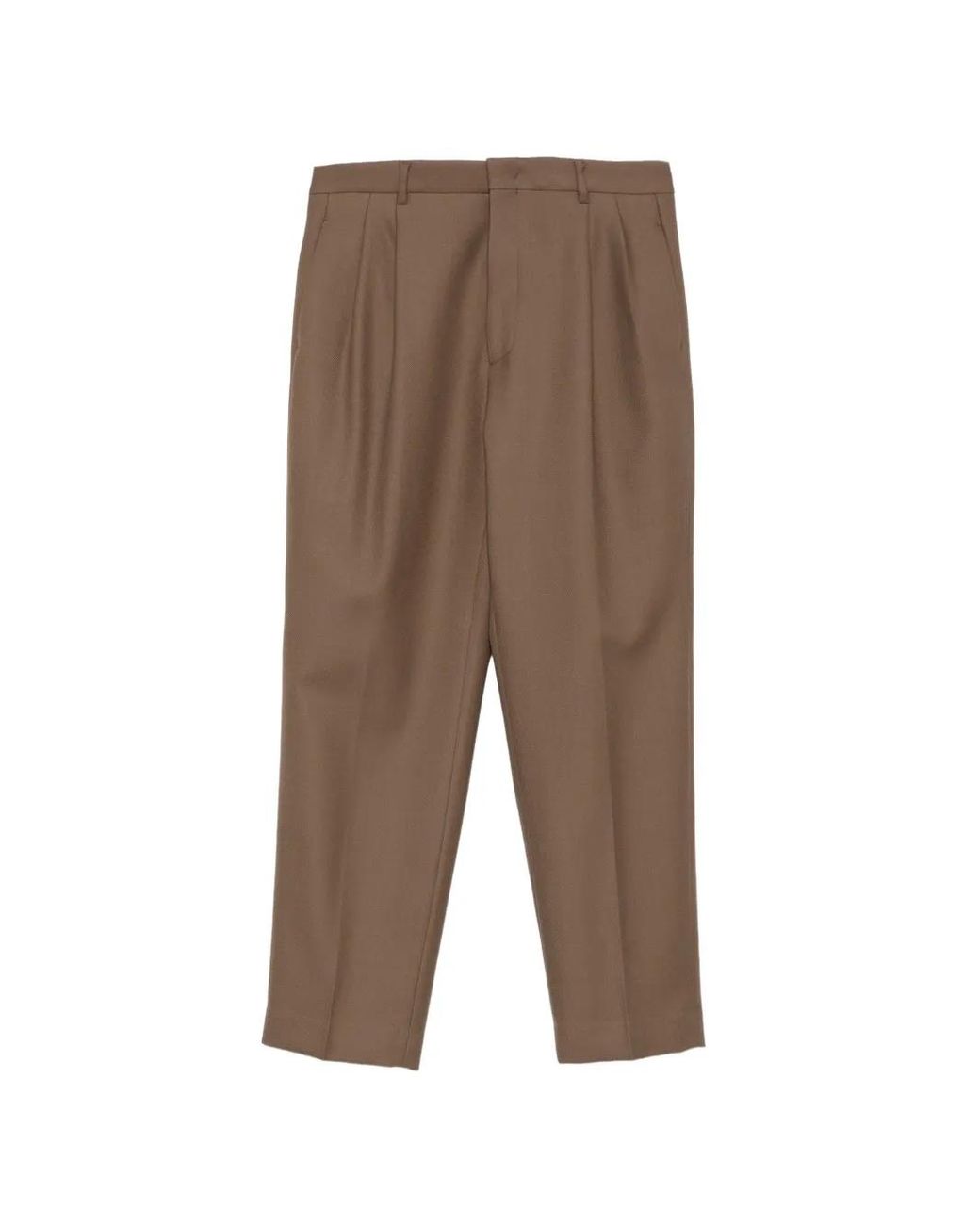 BE ABLE Brown Pleated Tapered Trousers for men